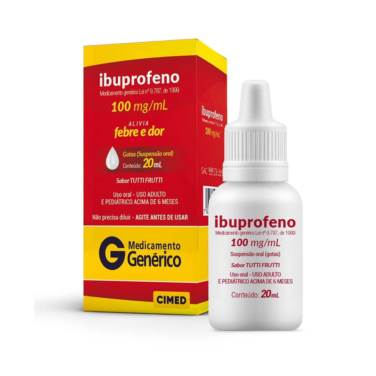 Ibuprofeno 100mg/mL Suspensão Oral (Gotas) - Frasco com 20 mL - Imagem 1