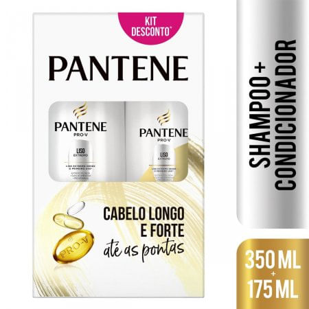 Kit Shampoo 350mL + Condicionador 175mL Pantene Liso Extremo - Imagem 1