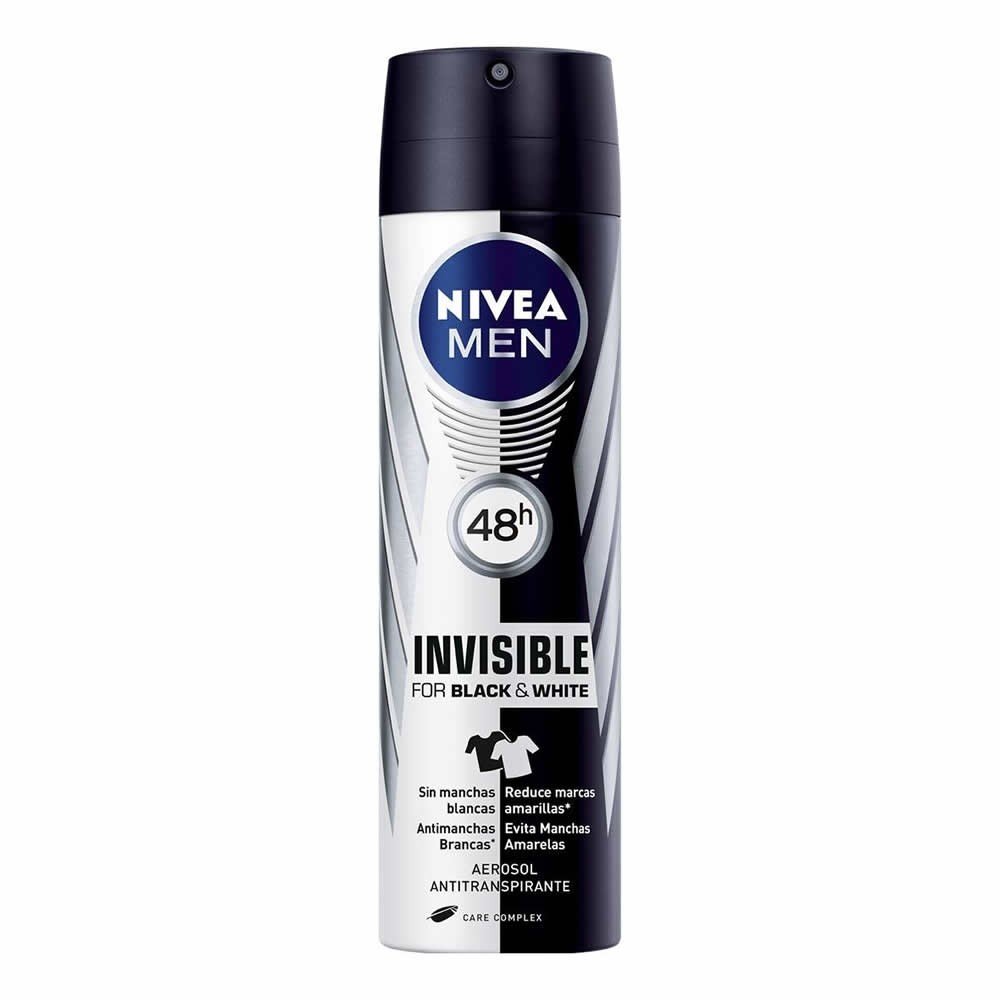 Desodorante Nivea Men Black&White Invisible Masculino Antitranspirante Aerosol 150mL - Imagem 1