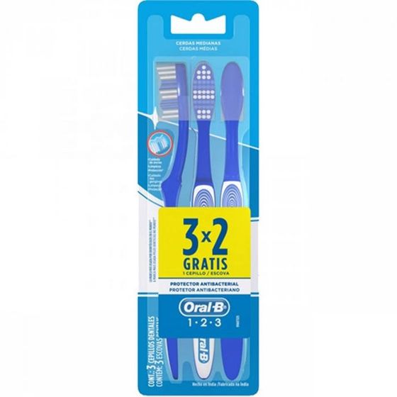 Escova Dental Média Oral B 1 2 3 Leve 3 Pague 2 Unidades - Imagem 1