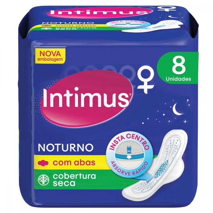 Absorvente Intimus Gel Noturno Cobertura Seca com 8 unidades - Imagem 1