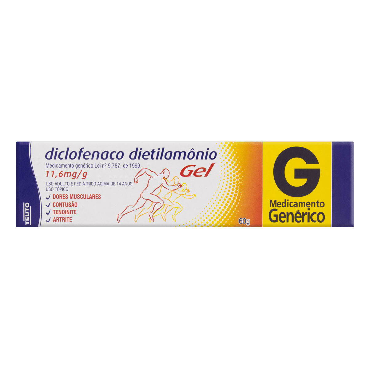 Diclofenaco Dietilamônio 10MG/G Gel dermatológico - Bisnaga com 60 g - Imagem 1