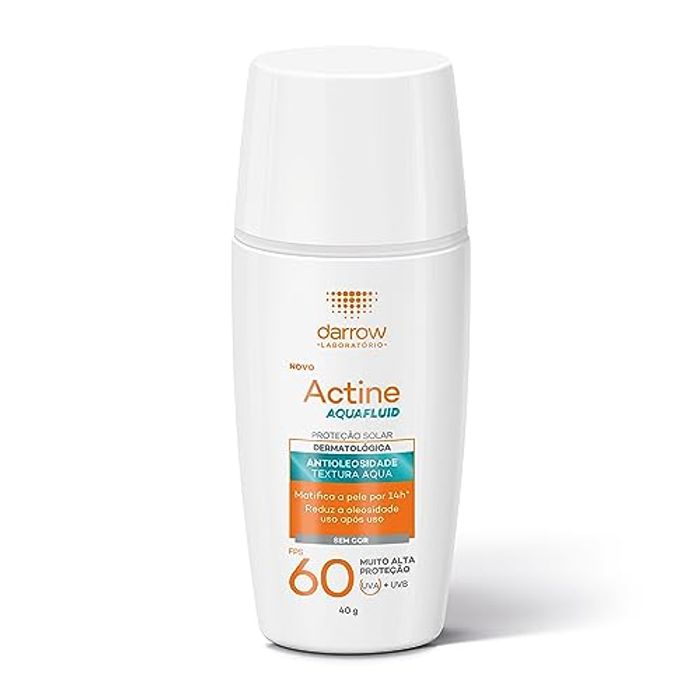 Protetor Solar Facial Darrow Actine Aquafluid FPS60 sem cor 40g - Imagem 1