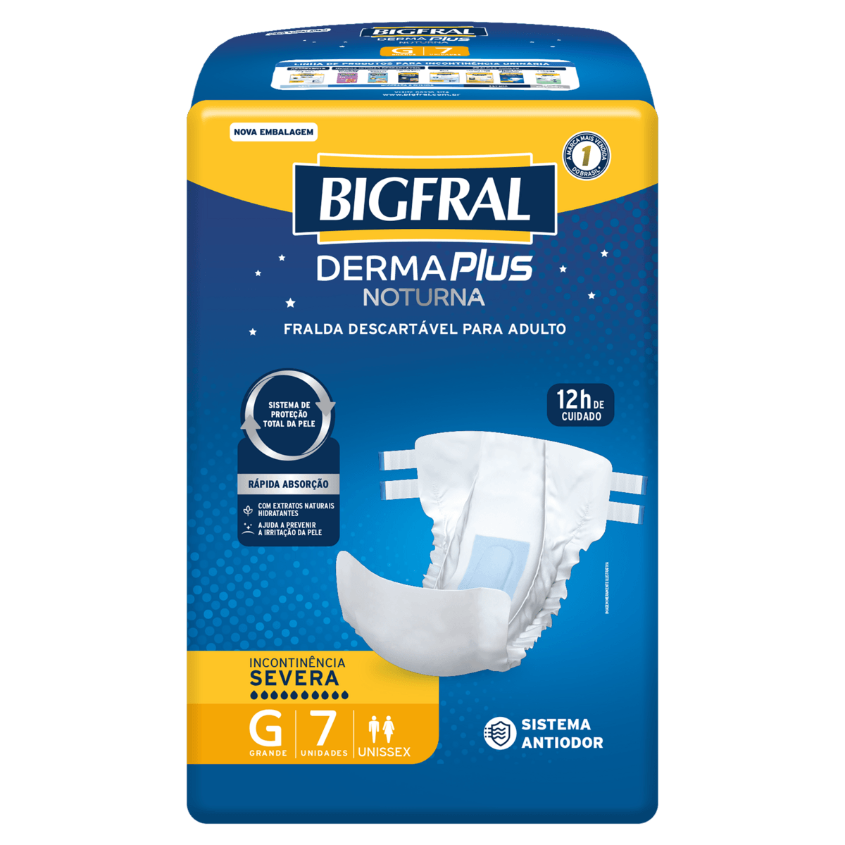 Fralda Geriátrica Bigfral Noturna Tamanho G com 7 unidades - Preview 1