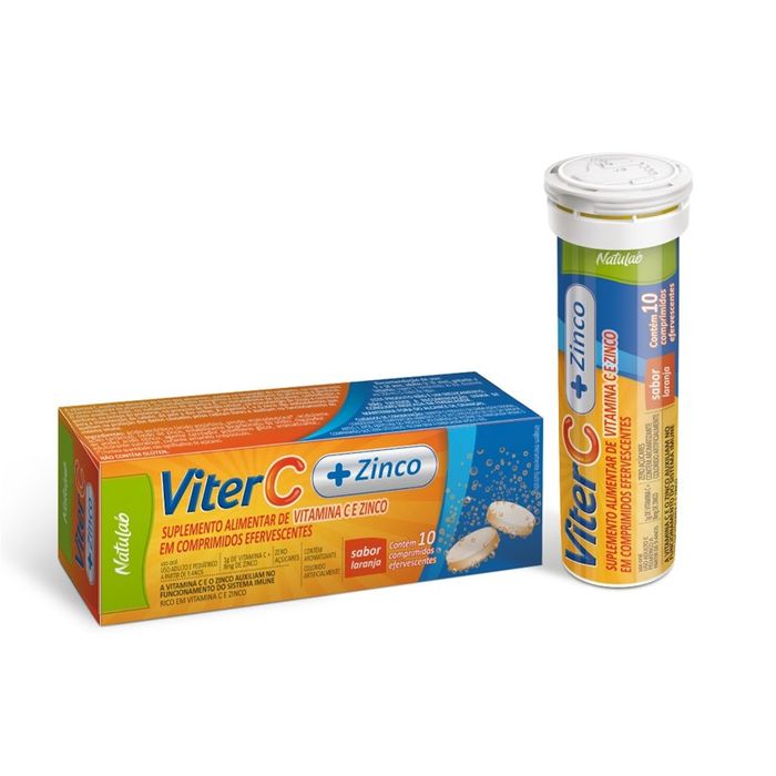 Vitamina C + Zinco - Viter C 1g + Zinco 10mg - 10 Comprimidos Efervescentes - Imagem 1