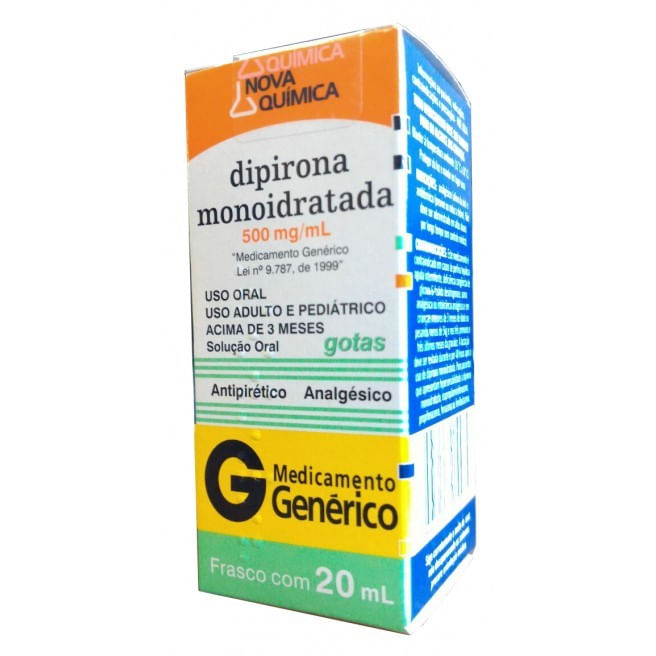 Dipirona Sódica 500MG/ML Solução oral (gotas) - Frasco com 20 mL - Imagem 1