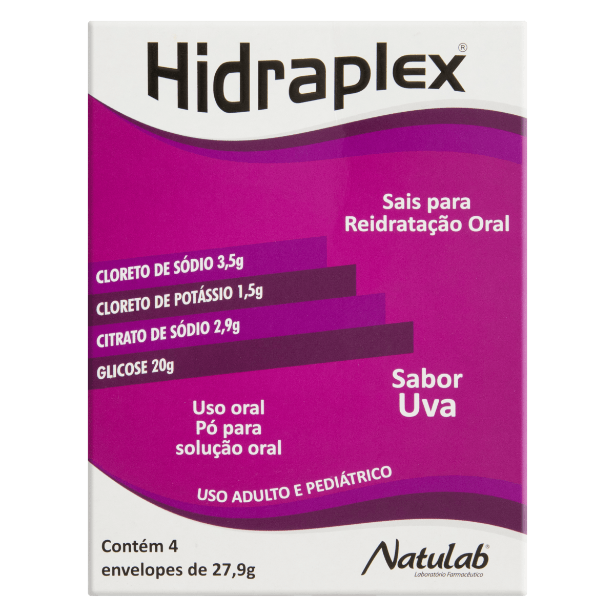 Hidraplex Sais para Reidratação Oral Sabor Uva 4 Envelopes - Imagem 1
