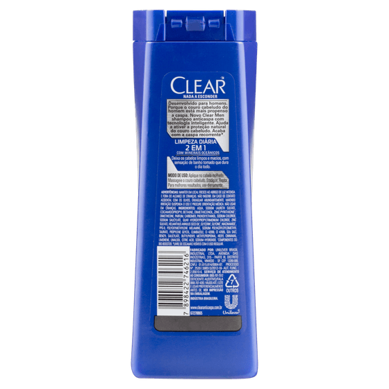 Shampoo Anticaspa Clear Men Limpeza Diária 200ml - Imagem 2