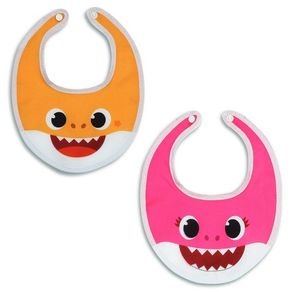 Babador-Baby-Go-Baby-Shark-Rosa-E-Amarelo-Com-2-Unidades
