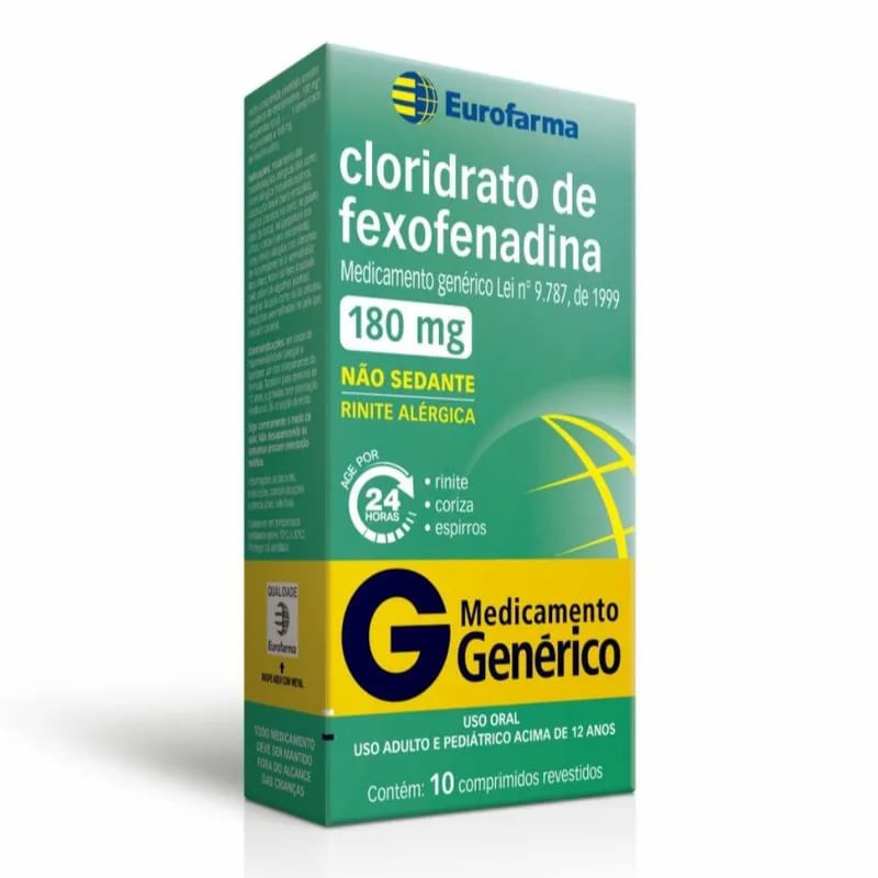 Cloridrato de Fexofenadina 180mg - Caixa com 10 Comprimidos Revestidos - Imagem 1