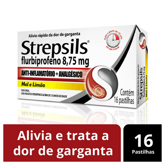 Strepsils 875mg Sabor Mel e Limão - Caixa com 16 Pastilhas - Imagem 1