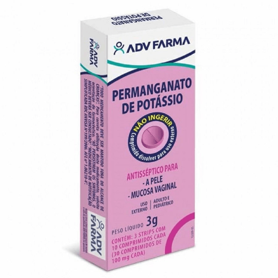 Permanganato de Potássio 100mg - Caixa com 30 Comprimidos - Imagem 1