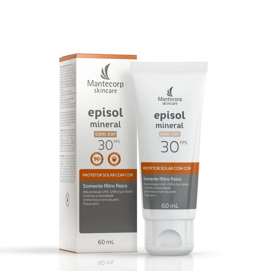 Protetor Solar Facial FPS30 Episol Mineral com Cor - Bisnaga com 60mL - Imagem 1