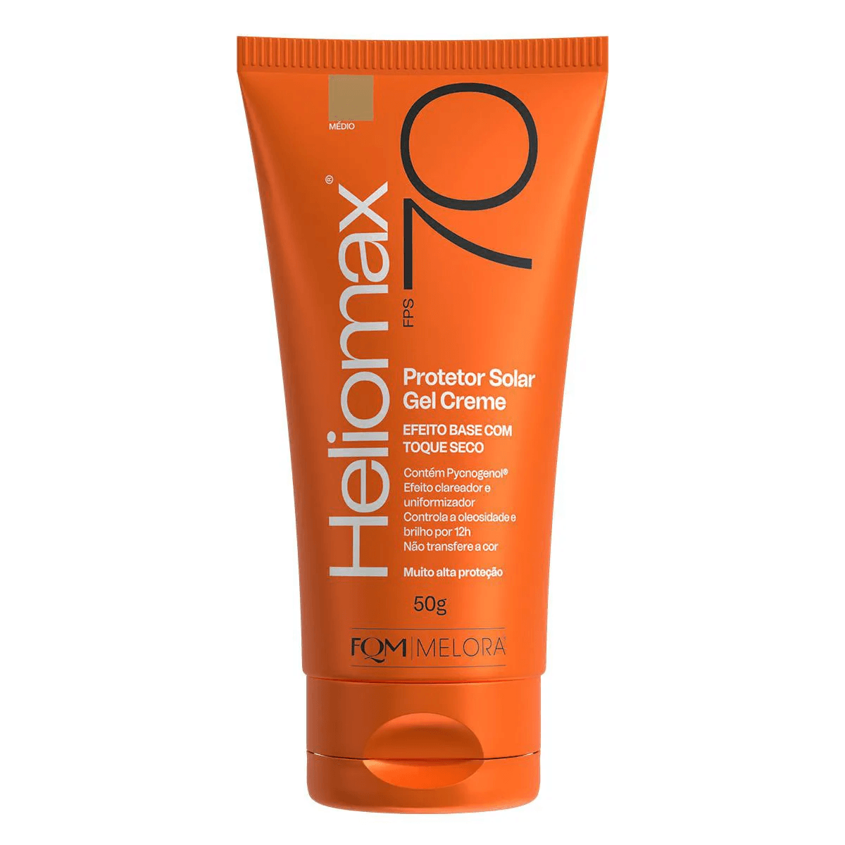 Protetor Solar Facial FPS70 Gel Creme Heliomax Efeito Base com Toque Seco Cor Médio   Bisnaga com 50g - Imagem 1