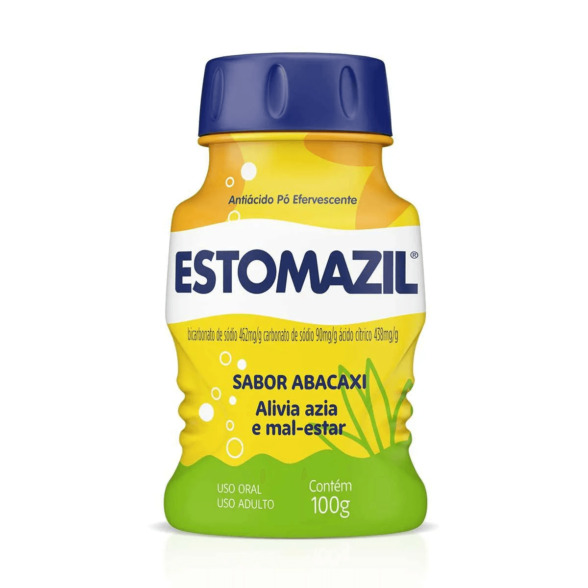 Estomazil Pó Efervescente Sabor Abacaxi - Frasco com 100g - Imagem 1