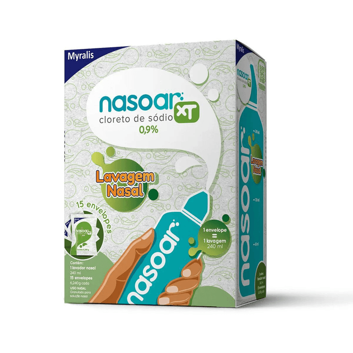 Nasoar XT 0.9% Refil 15 Envelopes + Frasco Lavador Nasal 240mL - Imagem 1