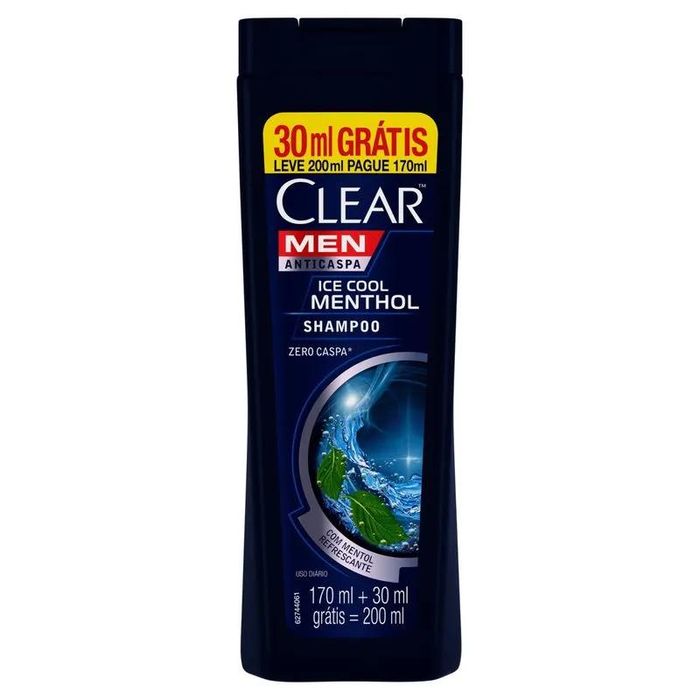 Shampoo Anticaspa Clear Men Ice Cool Menthol 200mL - Imagem 1