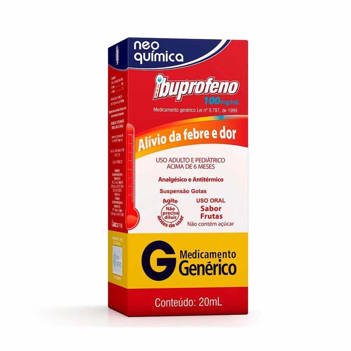 Ibuprofeno Suspensão Oral (Gotas) 100mg/mL - Frasco com 20mL - Imagem 1