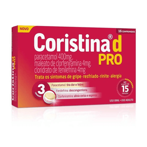 Coristina D Pro 4mg + 400mg + 4mg - Caixa com 16 Comprimidos