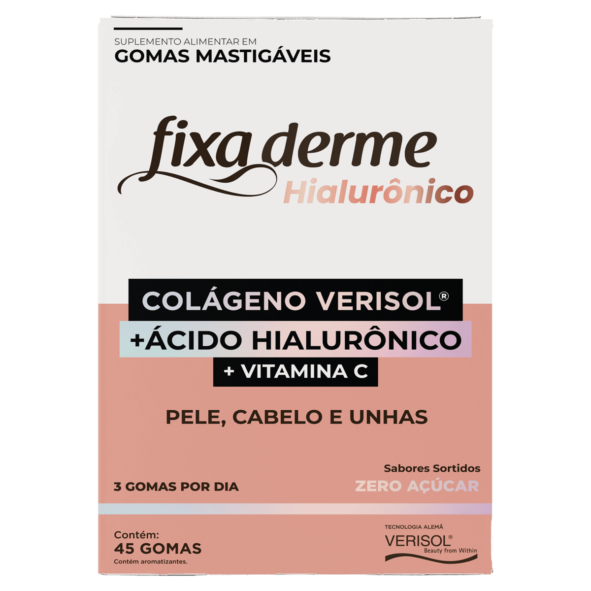 Fixa Derme Hialurônico 15 Sachês Com 3 Gomas Mastigáveis - Imagem 1