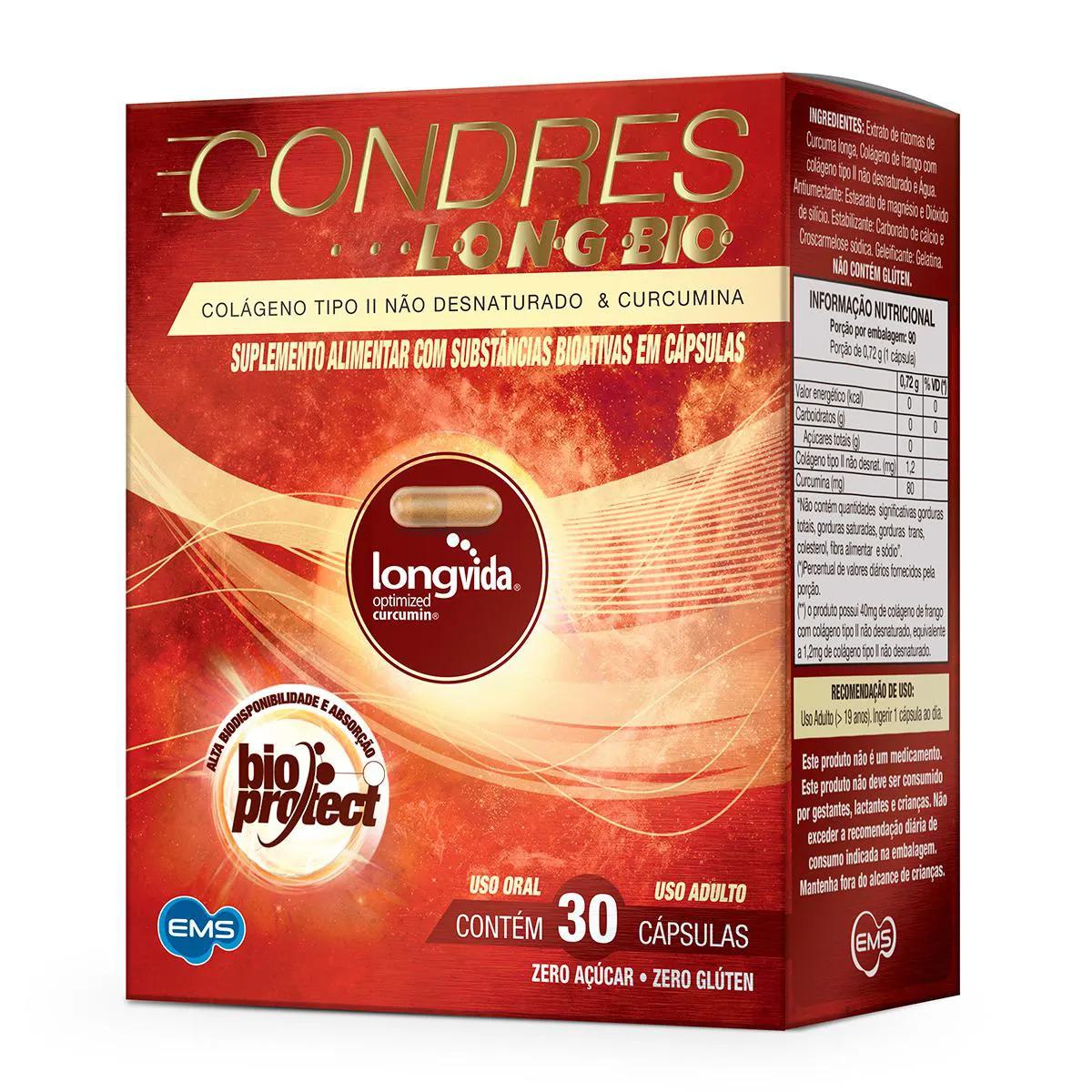 Condres Long Bio Colágeno Tipo II Não Desnaturado e Curcumina 30 Cápsulas - Imagem 1