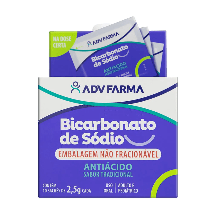 Bicarbonato de sódio 10 Sachês de 2,5g ADV Farma - Imagem 1