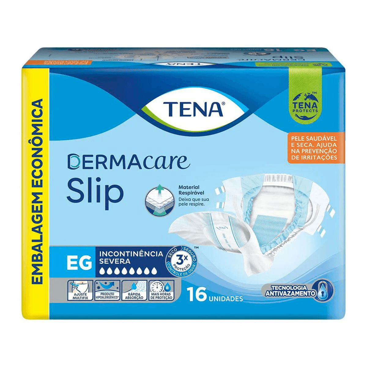 Fralda Geriátrica DermaCare Slip Tena Tamanho EG 16 Unidades - Imagem 1