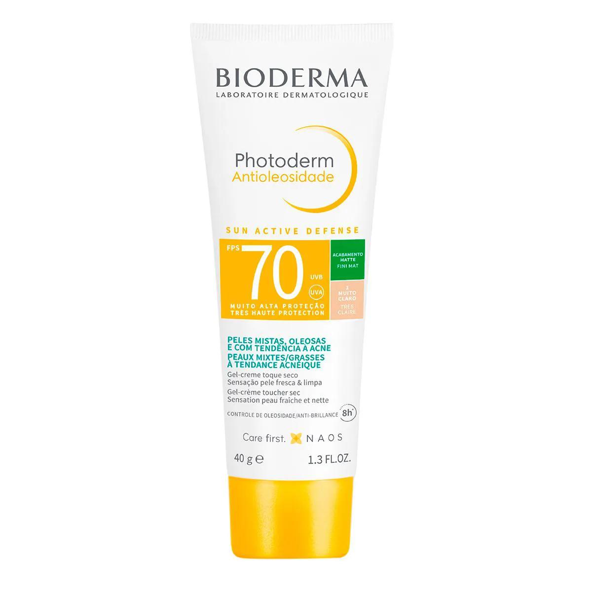 Protetor Solar FPS70 Bioderma Photoderm Antioleosidade 1.0 40g - Imagem 1