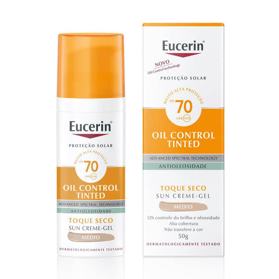 Protetor Solar Facial FPS70 Eucerin Oil Control Tinted Médio 50g - Imagem 1