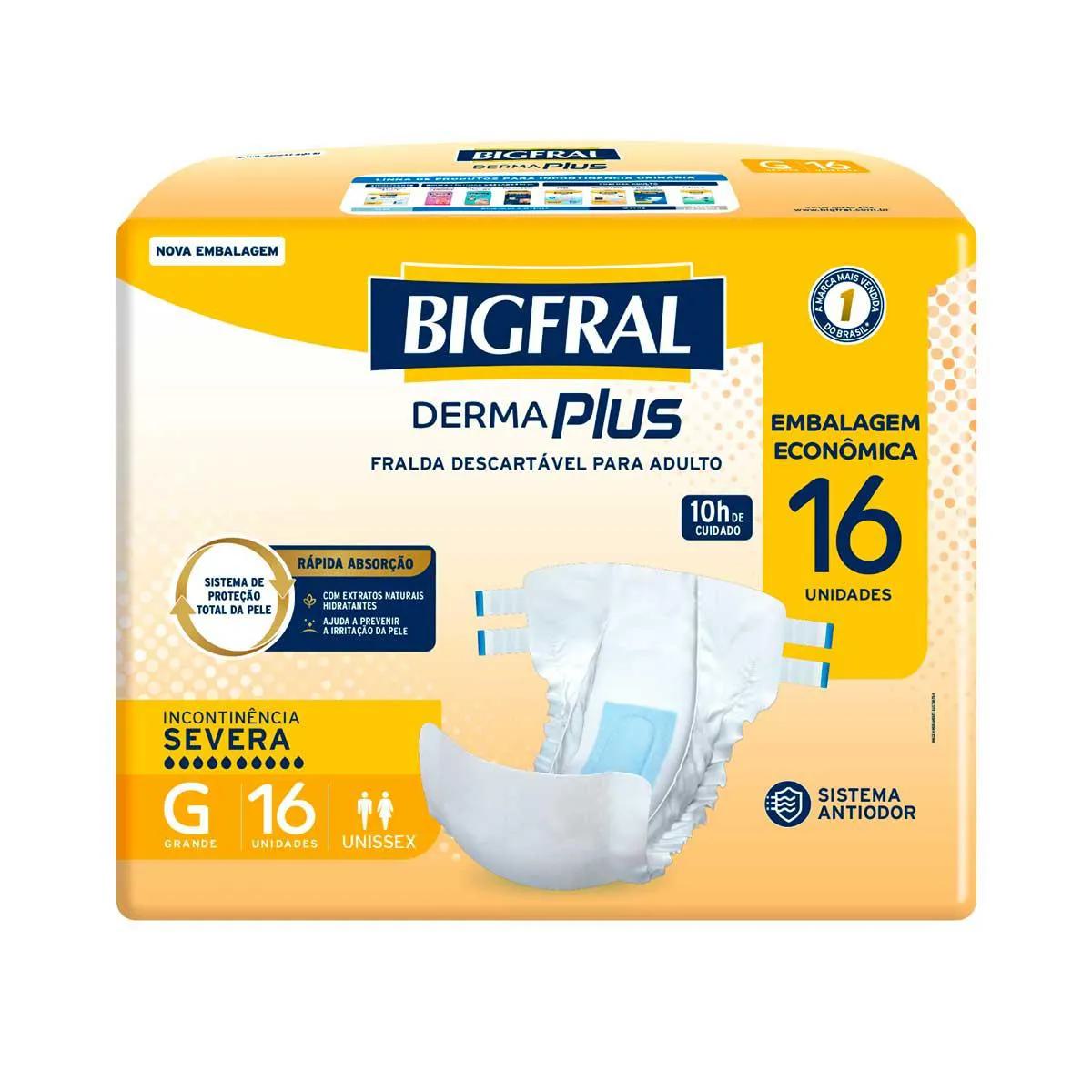 Fralda Adulta Bigfral Dermaplus G 16 Unidades - Imagem 1