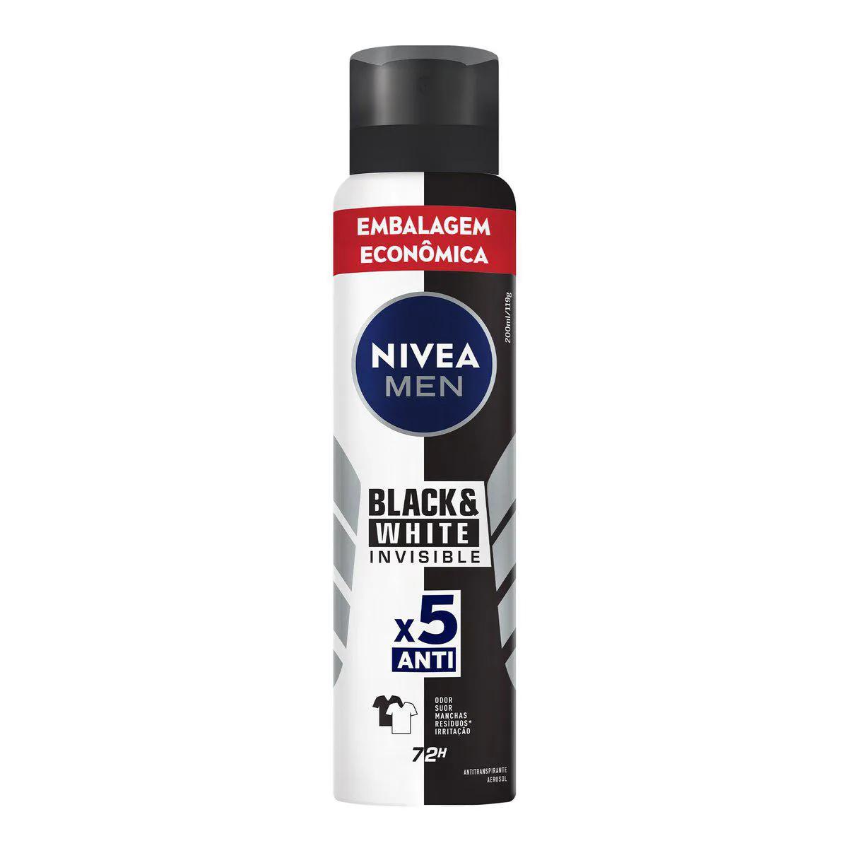 Desodorante Nivea Men Black & White Invisible 48h 200mL - Imagem 1