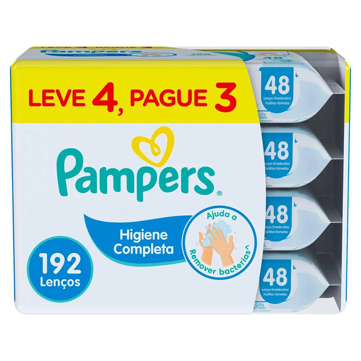 Kit Lenços Umedecidos Pampers Higiene Completa 4x48 Unidades - Imagem 1