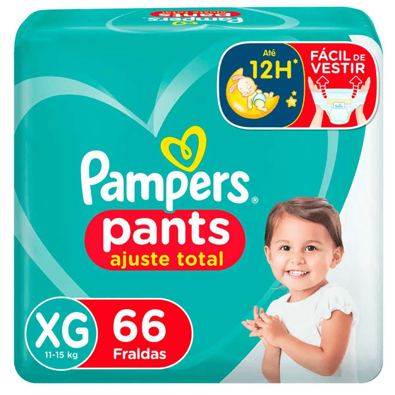 Fralda Pampers Pants Ajuste Total Tamanho XG 66 Unidades - Imagem 1