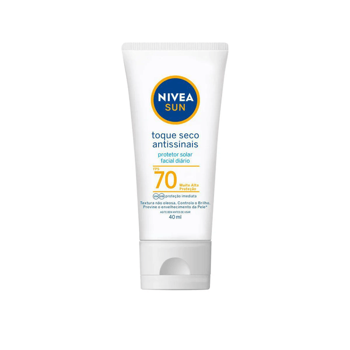Protetor Solar Facial FPS70 Nivea Sun Toque Seco Antissinais 70mL - Imagem 1