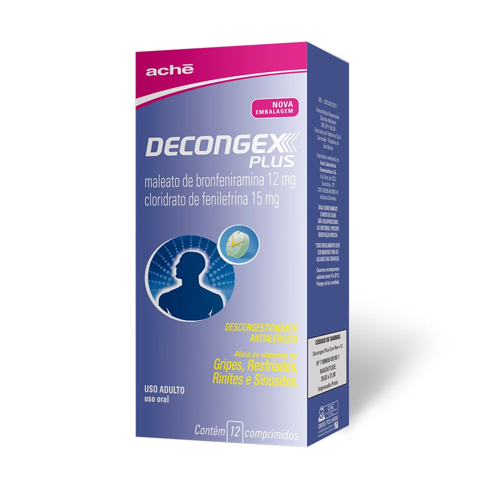 Decongex Plus 12 + 15mg - 12 Comprimidos - Preview 1