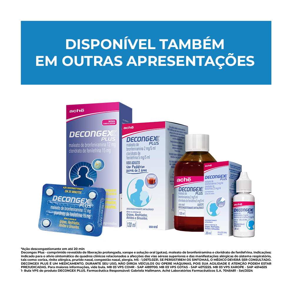 Decongex Plus 12mg + 15mg Comprimido Revestido de Liberação Prolongada - Blíster com 4 Comprimidos - Imagem 3