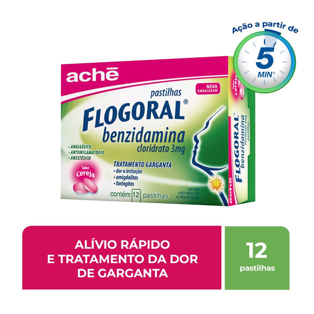 Flogoral 3mg Pastilha Sabor Cereja - Caixa com 12 Pastilhas - Imagem 2