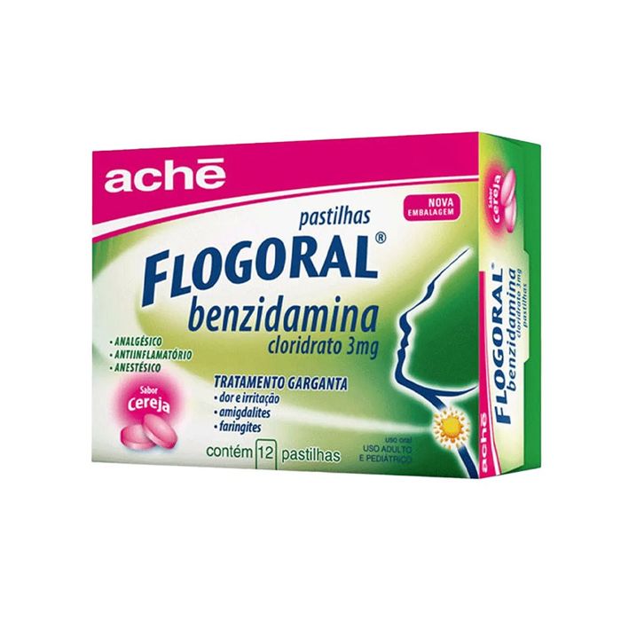 Flogoral 3mg Pastilha Sabor Cereja - Caixa com 12 Pastilhas - Imagem 1