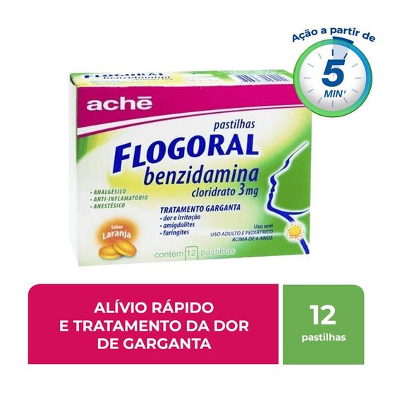 Flogoral 3mg Pastilha Sabor Laranja - Caixa com 12 Pastilhas - Imagem 2