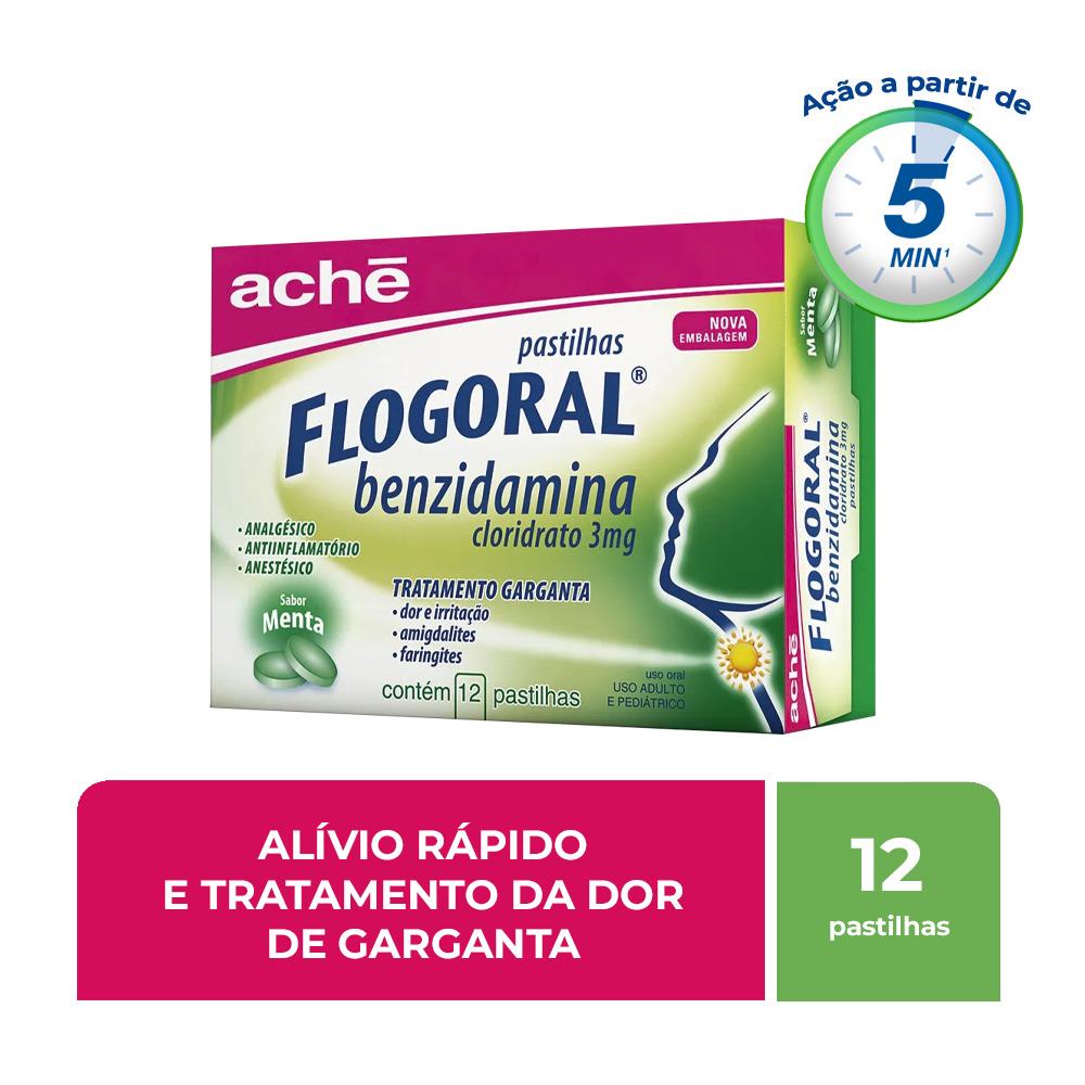 Flogoral 3mg Pastilha Sabor Menta - Caixa com 12 Pastilhas - Preview 2