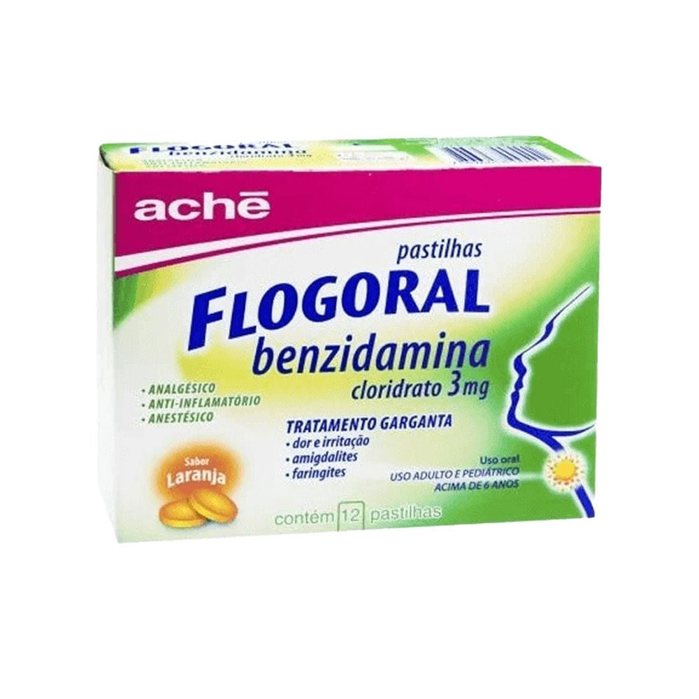 Flogoral 3mg Pastilha Sabor Menta - Caixa com 12 Pastilhas - Preview 1