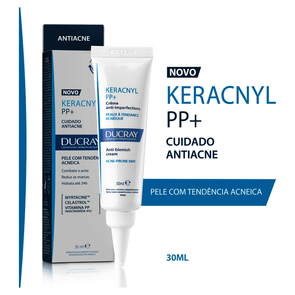 Creme Facial Keracnyl PP+ Cuidado Antiacne 30mL - Imagem 1