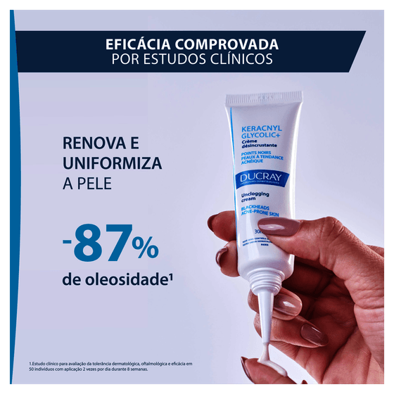Creme Facial Keracnyl Glycolic+ Cuidado Reparador Pele com Tendência Acneica 30mL - Imagem 3