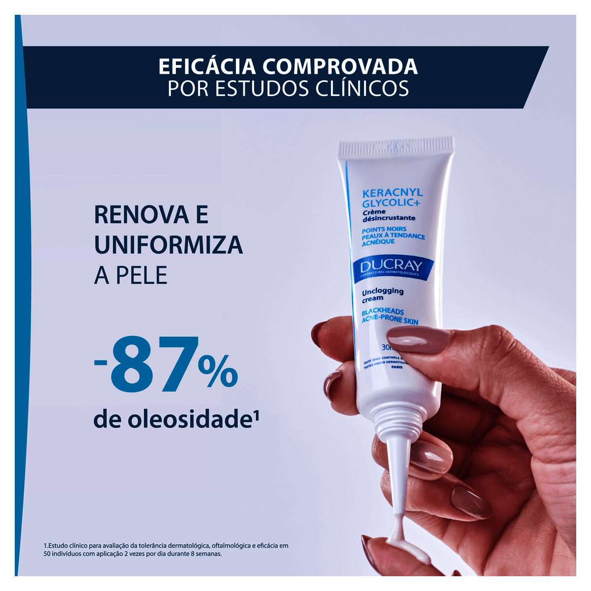 Creme Facial Keracnyl Glycolic+ Cuidado Reparador Pele com Tendência Acneica 30mL - Imagem 3