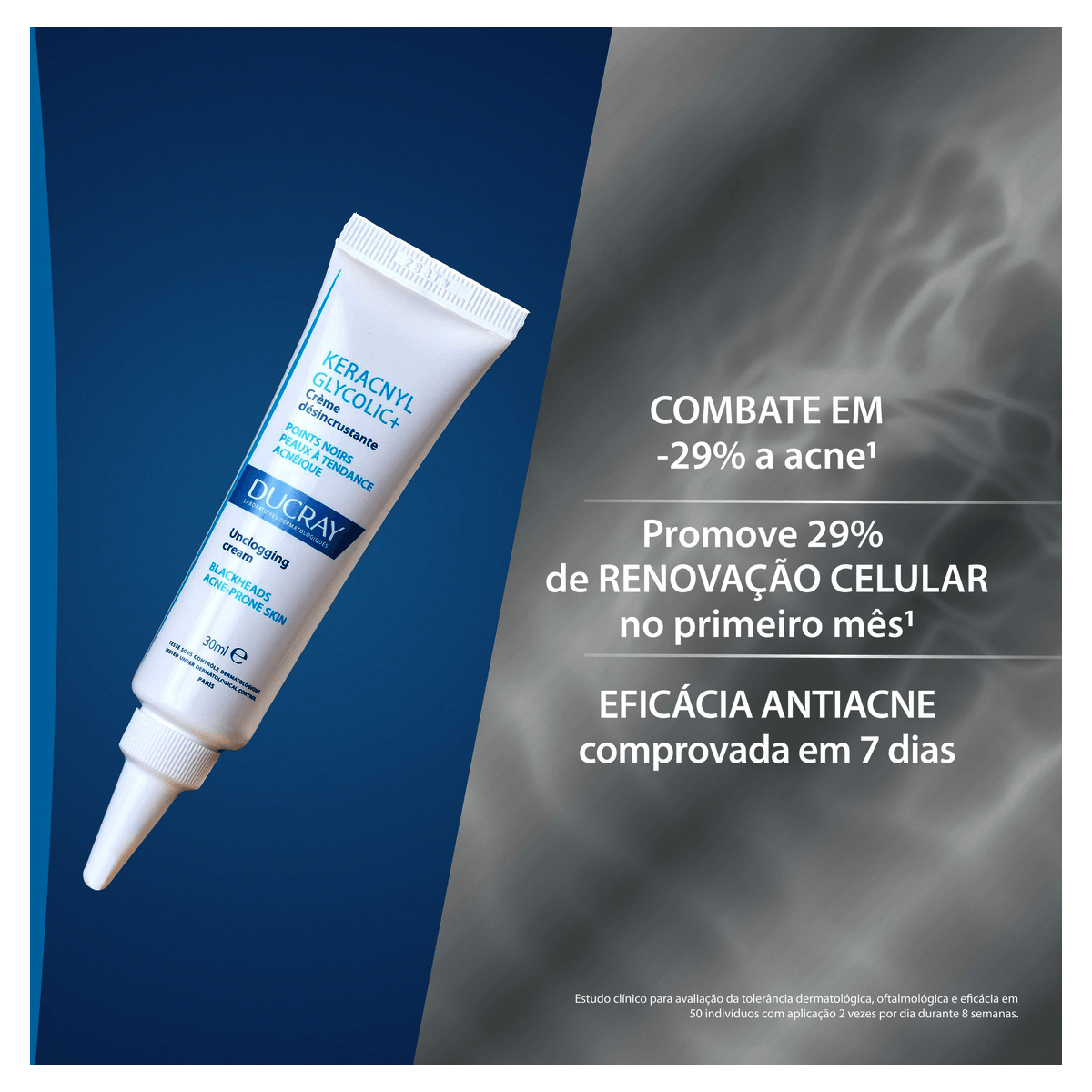 Creme Facial Keracnyl Glycolic+ Cuidado Reparador Pele com Tendência Acneica 30mL - Imagem 7