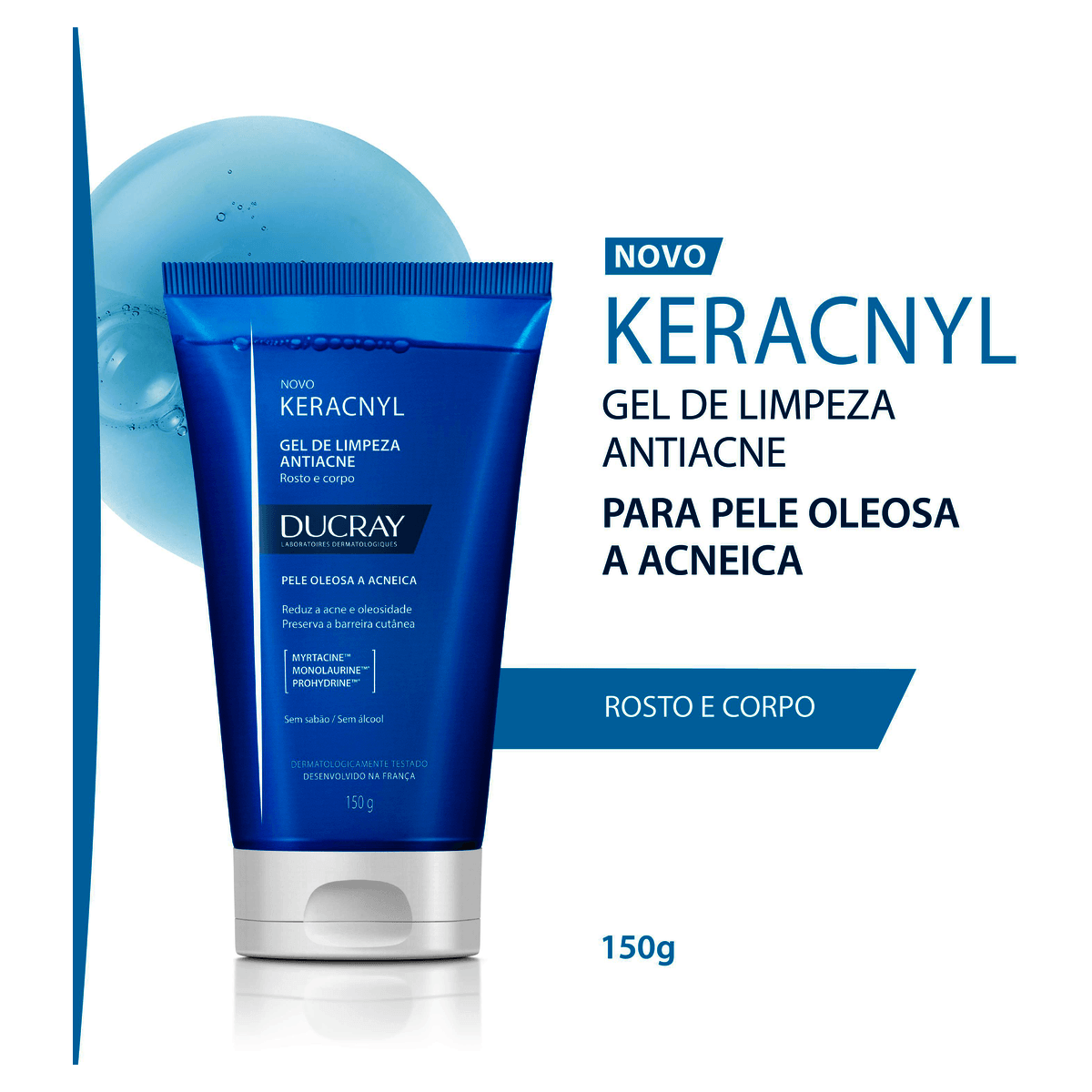 Gel de Limpeza Corpo e Rosto Keracnyl Antiacne Pele Oleosa a Acneica 150g - Imagem 2