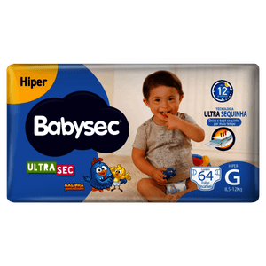 Fralda Descartavel Babysec UltraSec Tamanho G com 64 Unidades