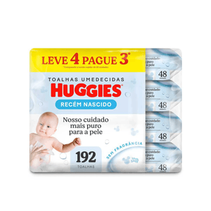 Kit Lenços Umedecidos Huggies Recém Nascidos 4x48 Unidades