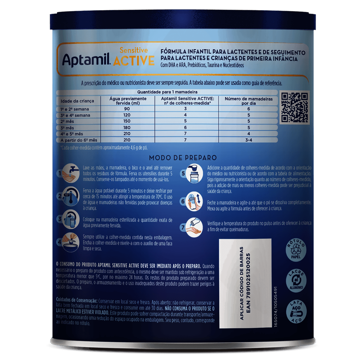 Fórmula Infantil para Lactentes Aptamil Sensitive Active Lata 800g - Preview 2