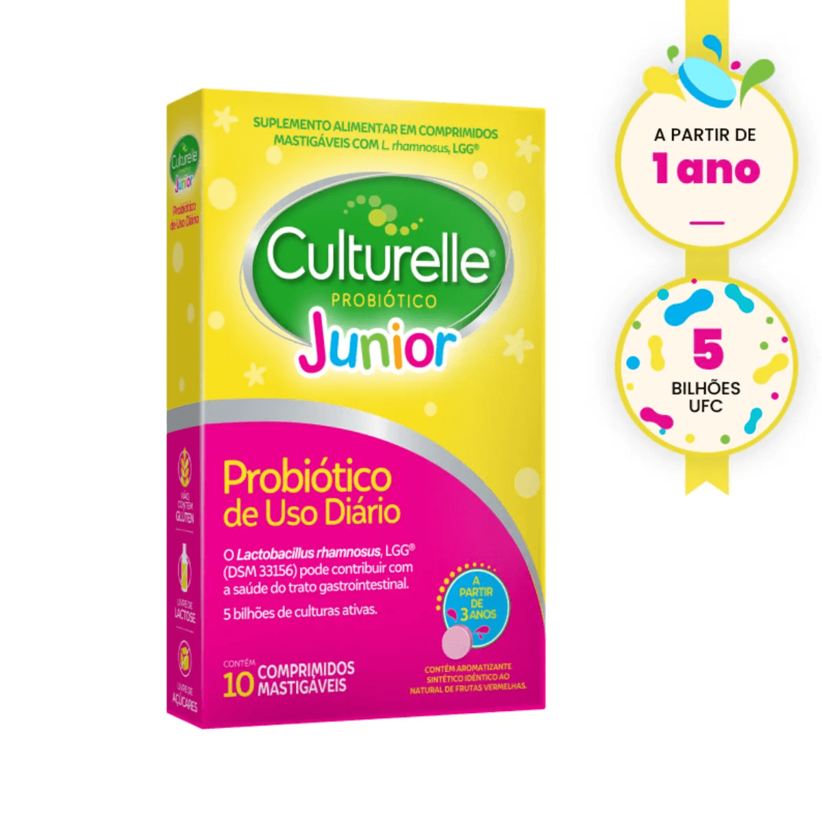 Probiótico Culturelle Junior - Caixa com 10 Comprimidos Mastigáveis - Imagem 1